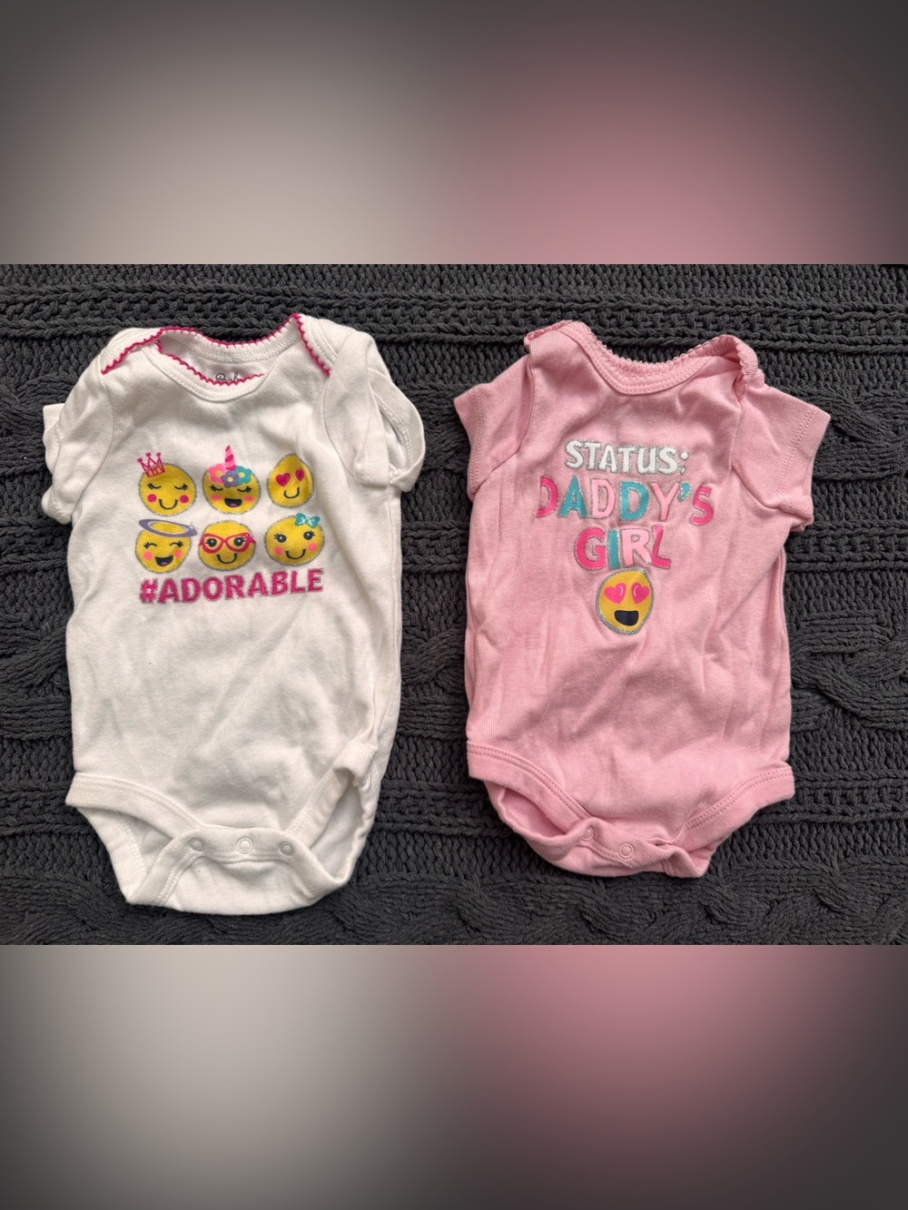 2 Pairs Baby Favorite Bodysuits Member's Mark (Newborn) 1 white & 1 pink item